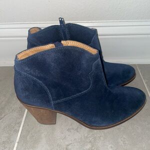 Lucky Brand Dark Blue Suede Ankle Booties